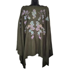 The Look Randolph Duke floral applique Sweater Poncho 3x